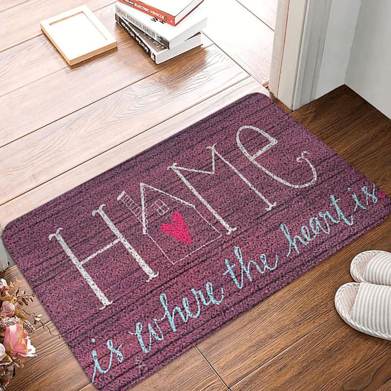 

Carpets Home Letter Heart On Wooden Doormat Bathroom Modern Polyeste Mat Kitchen Hallway Anti-slip Floor Rug Area Rugs, Red