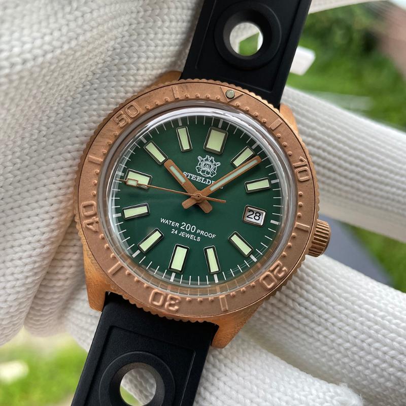 

Wristwatches Bronze Dive Watch STEELDIVE SD1962S Sapphire Crystal Bubble Mirror NH35 Movement Mechanical For Men Swiss LuminousWristwatches, 62s v2-kn qtq