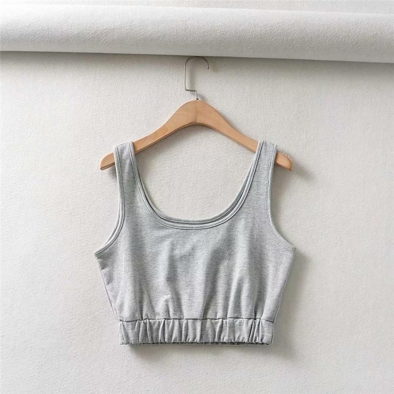 

Women' Tanks & Camis 2022 Casual Gray Elastic Waist Summer Sling Tops Female Fashion Solid Sport Short Tank Women Vest Femme