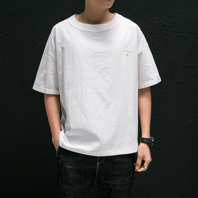 

Summer New Fashion Simple Design Men's T Shirt Casual Oversized Cotton Short Sleeve T Shirts Men O Neck Hip Hop Tops, Navy blue