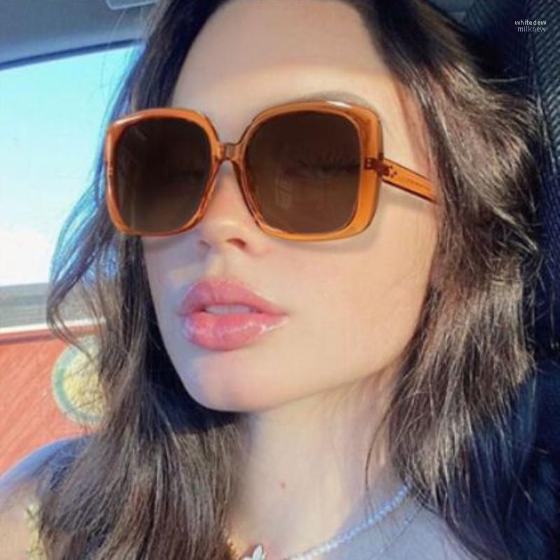

Sunglasses 2022 Trend Oversized Square Frame For Women Designer Glasses Elegant Fashion Vintage Big Men Shade