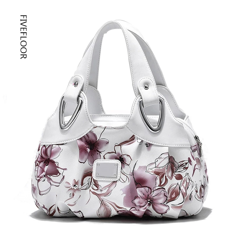 

Luxury Handbags Flower Design Top-handle Ladies Handbag Women Shoulder Bags PU Leather Messenger Purse Bag Female Tote Sac Main, White