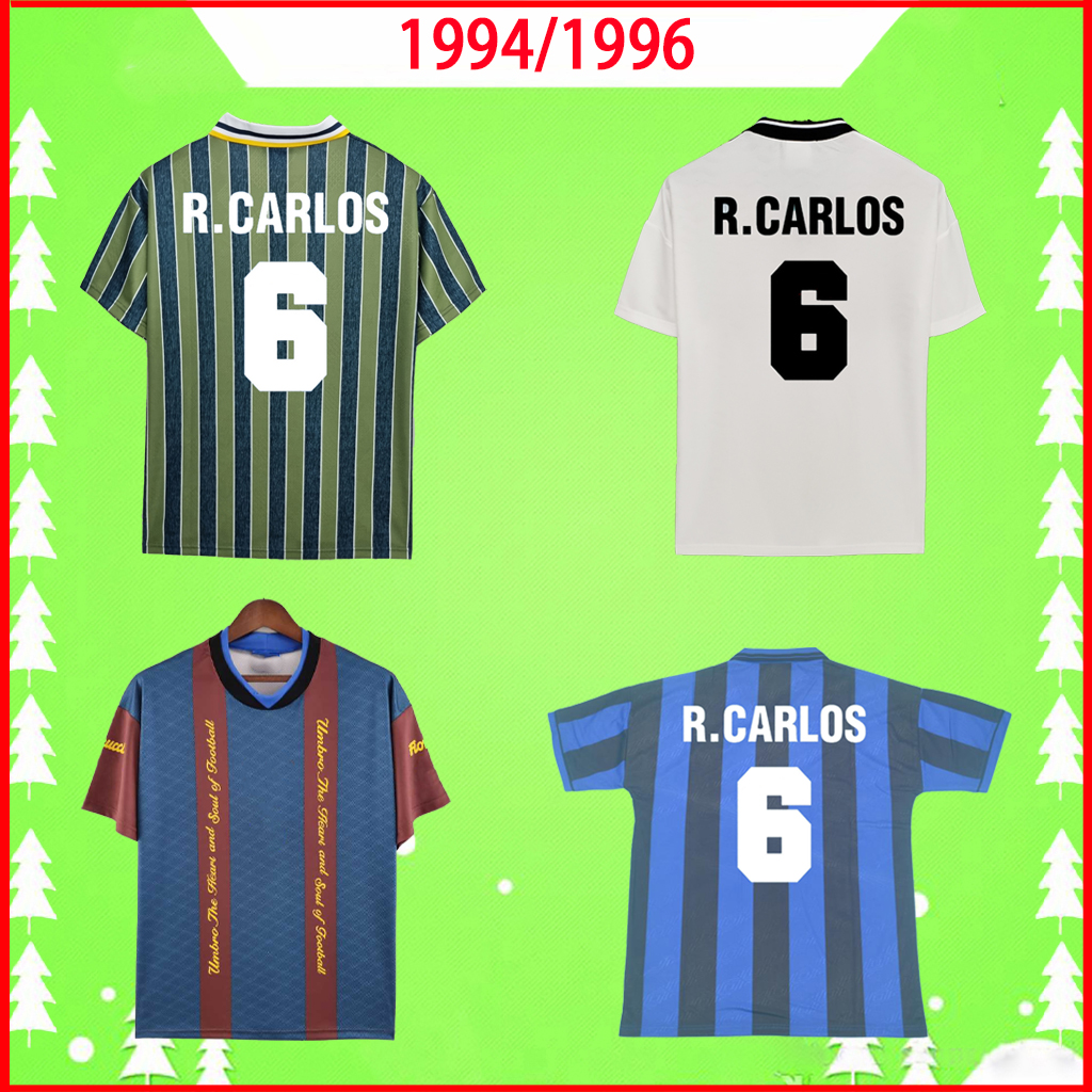 

1994 1995 1996 Retro soccer jerseys vintage home blue away green third white 94 95 96 classic football shirts R.CARLOS ZANETTI BRANCA MILAN BERGOMI training wear suit, 95/96 home
