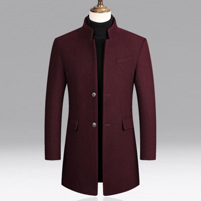 

Men's Jackets Mid-Length Coat All Match Men Trench Pure Color Slim, Navy blue