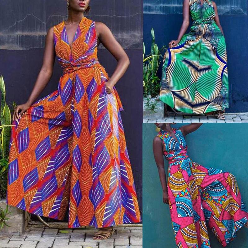 

Women' Jumpsuits & Rompers Fasihon Women Loose Jumpsuit Sleeveless O Neck Floral Print Overalls High Waist Summer Fall Casual Long Jumpsuit