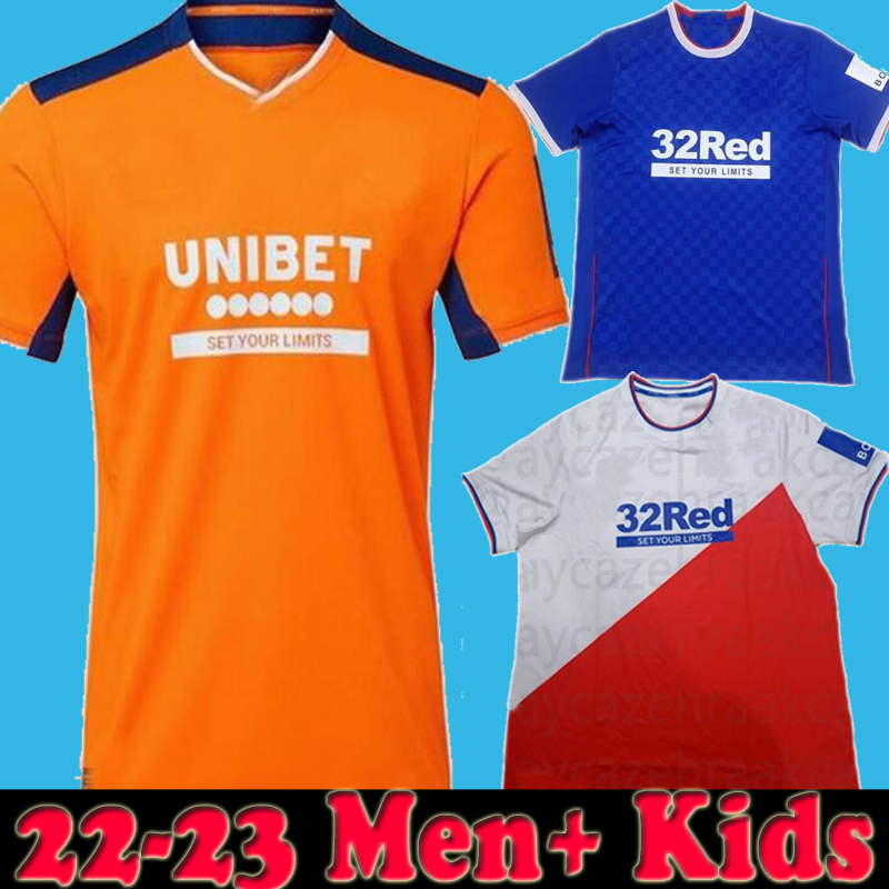

21 22 23 Rangers fc third Soccer Jerseys orange Special 150th final RAMSEY Sakala Glasgow 2022 2023 HAGI Football Shirt ROOFE MORELOS AMAD TAVERNIER KENT men kids set, Kids 21 22 third white