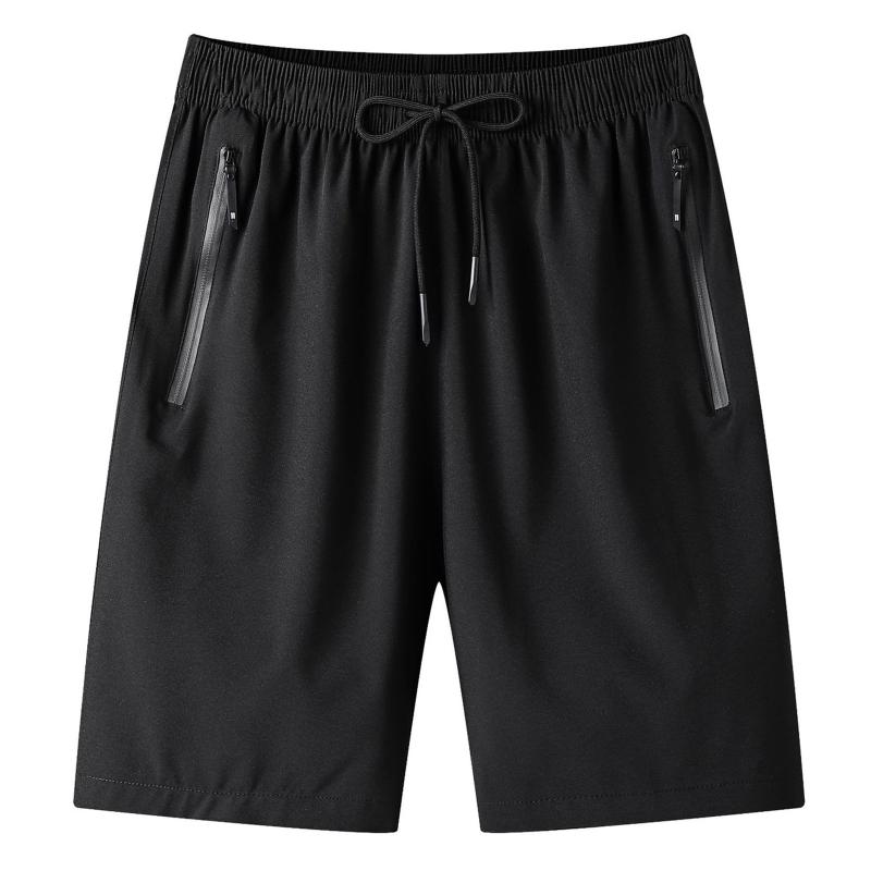 

Men' Shorts Star Men Casual Solid Short Pant MId Waist Drawstring Quick Dry Sports With Zip Pocket White Summer OutfitMen, Black