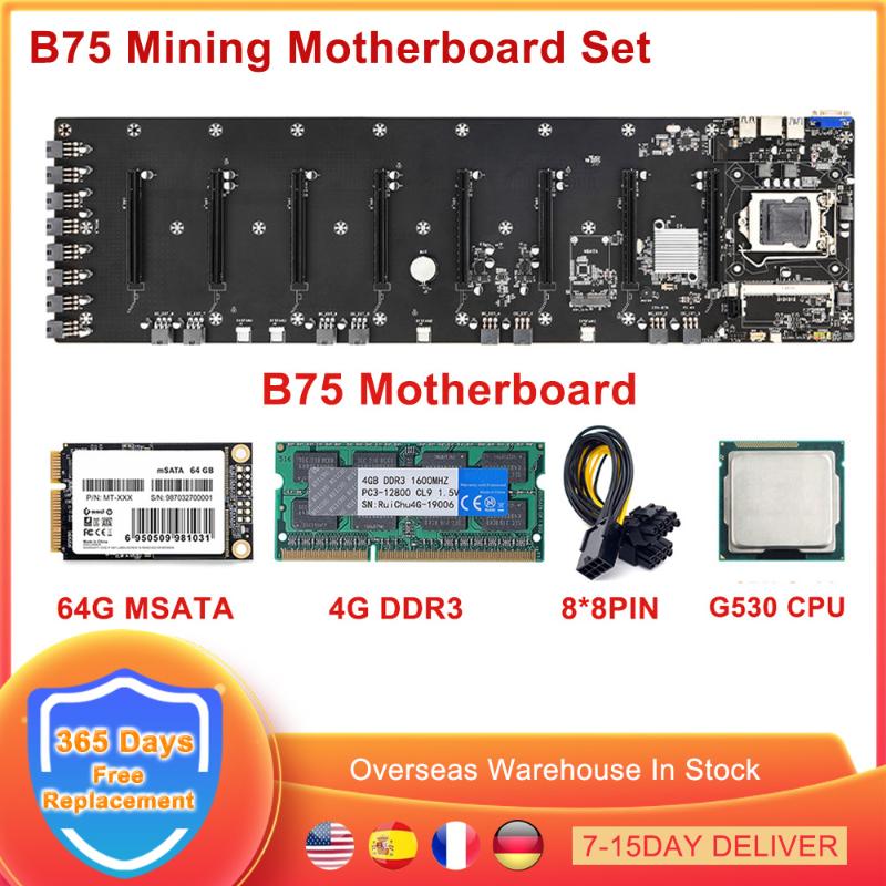 

Motherboards Mining Motherboard 8 PCIE 16X Graphics Card GPU Slot LGA 1155 CPU USB3.0 4G DDR3 64G MSATA ETC BTC Zec Miner RigMotherboards Mo