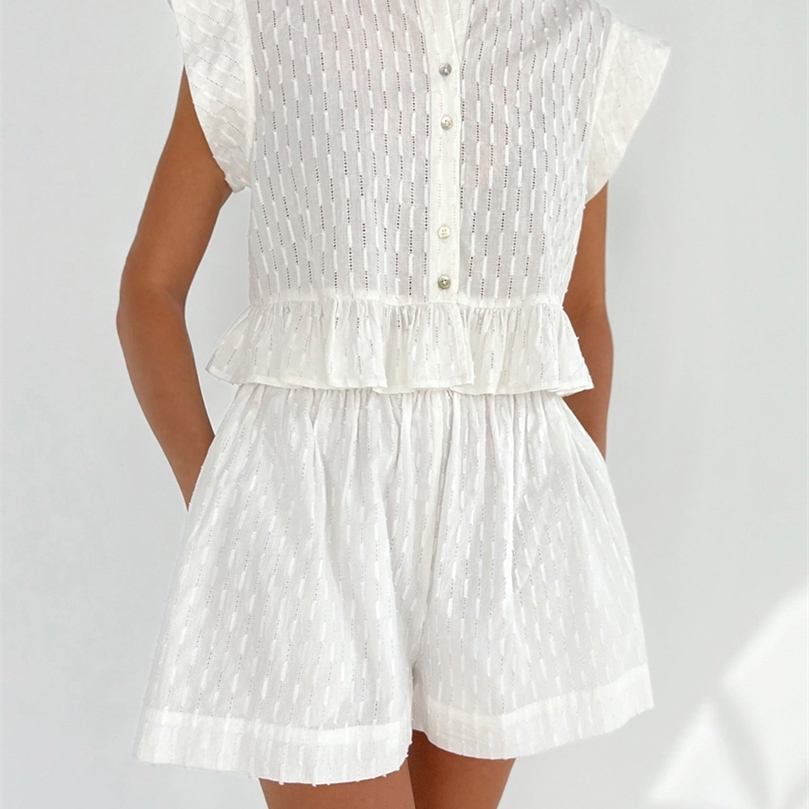 

Clacive Casual Sleeveless Tank Top Set Woman 2 Pieces Summer White High Waist Shorts Set Elegant Vacation Suits With Shorts 220704, Blue