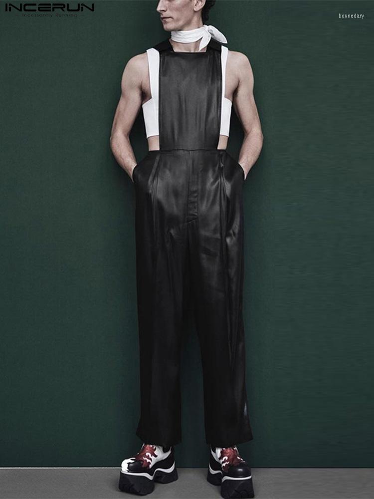 

Men' Pants 2022 American Style Men' Leather Jumpsuit Casual Streetwear Male Solid All-match Simple Comfortable Overalls -5XLMen' Bou, Black