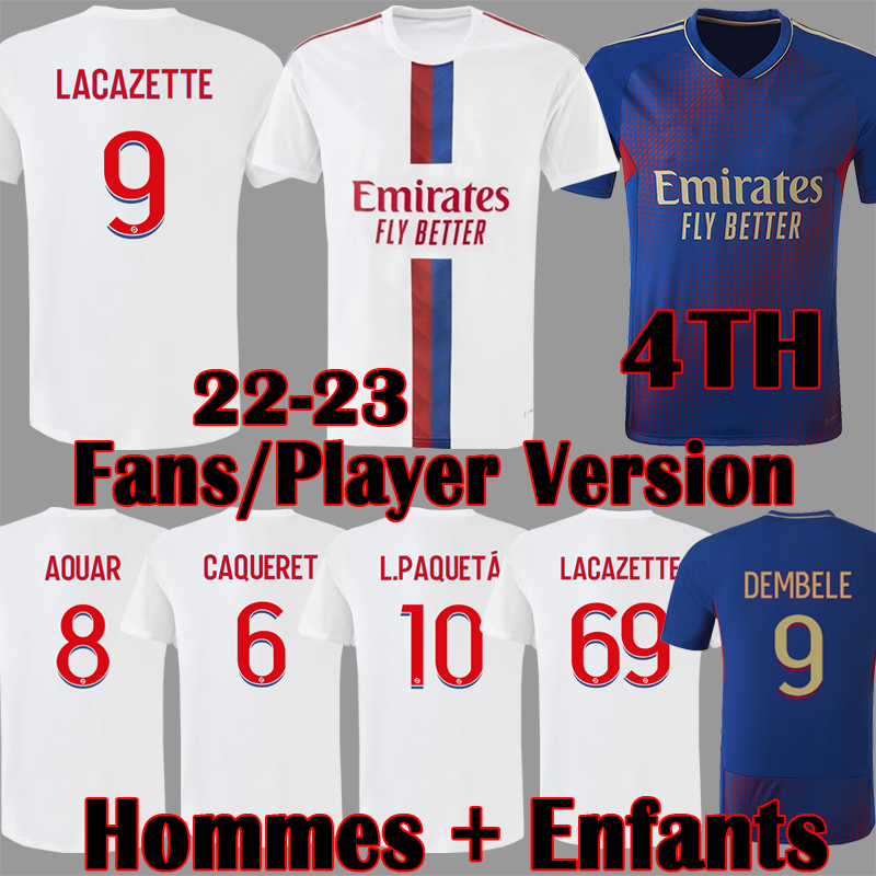 

2022 2023 Lyonnais 4th Soccer Jerseys NDOMBELE PAQUETA CAQUERET Football Shirt 22 23 Red OL AOUAR lyon maillot de foot Men Kids Kit fourth uniform 999, Kids home