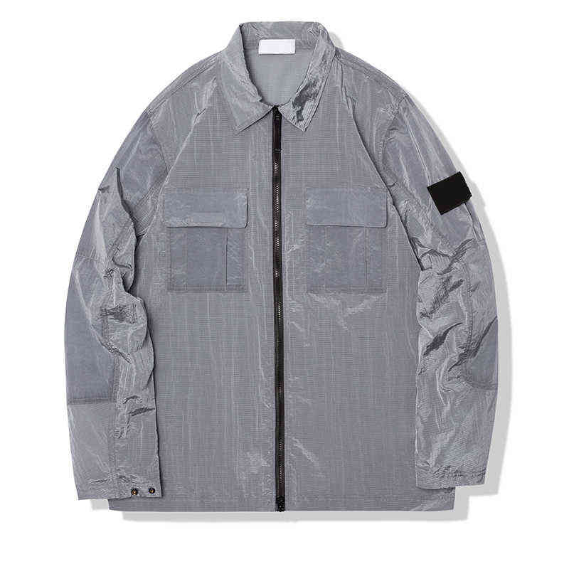 

Metal nylon brand Men's Jackets Summer light and thin couple style coat Leisure outdoor long sleeve tooling Outerwear, Black-1916