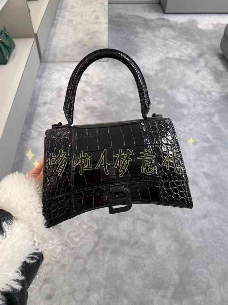 Handbag Balencaigs Hourglass Bag Italy Luxury Designer Women's Crocodile Embossed Xs Hand