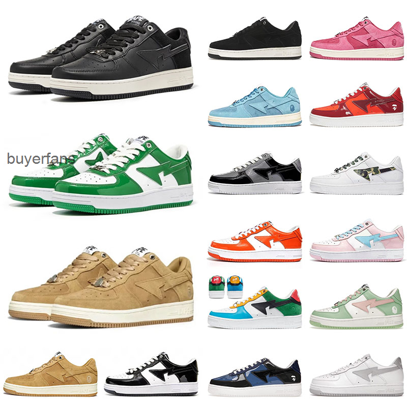 

Bapestas Baped Sta Mens Womens Designer Casual Shoes Tokyo JJJJound Color Camo Combo Blue Beige Suede Black White Orange Sports Sneakers, 36-45 black suede