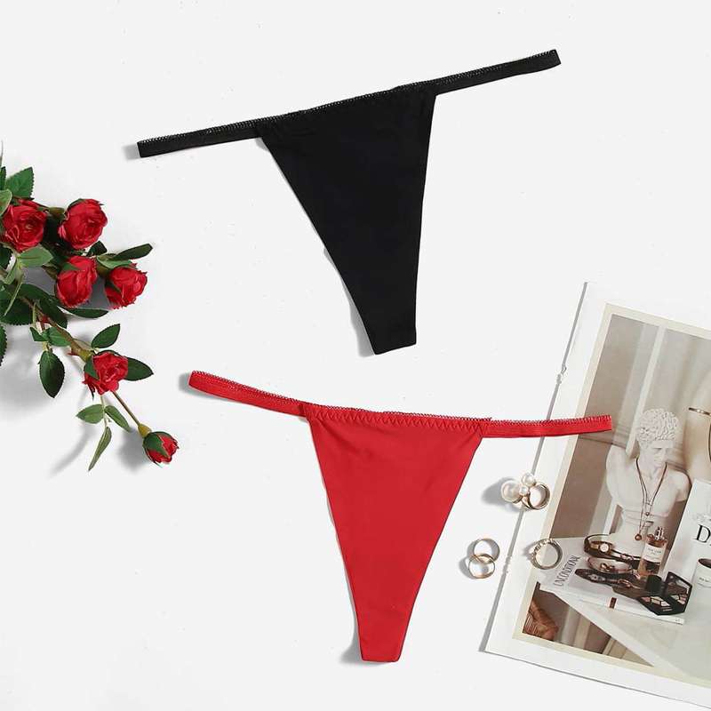 

Four Seasons Sexy Women's G Strings Seamless Breathable Antibacterial 2 Piece Set C342.