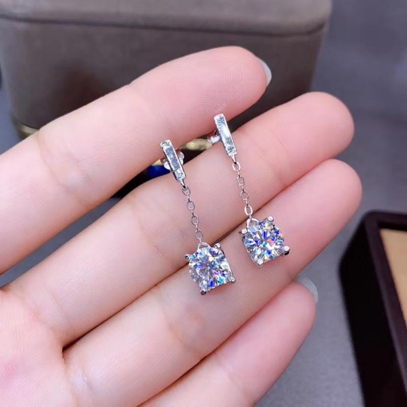 

Stud Moissanite Drop Earrings 925 Sterling Silver Women's Fashion High JewelryStud