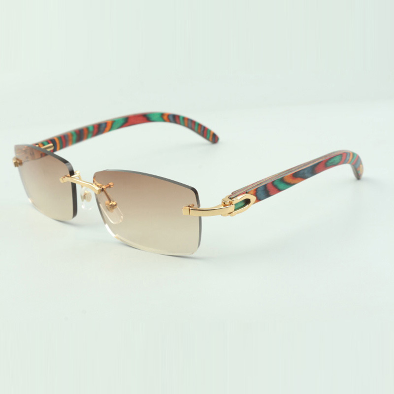 

Plain sunglasses 3524012 with peacock wooden sticks and 56mm lenses for unisex