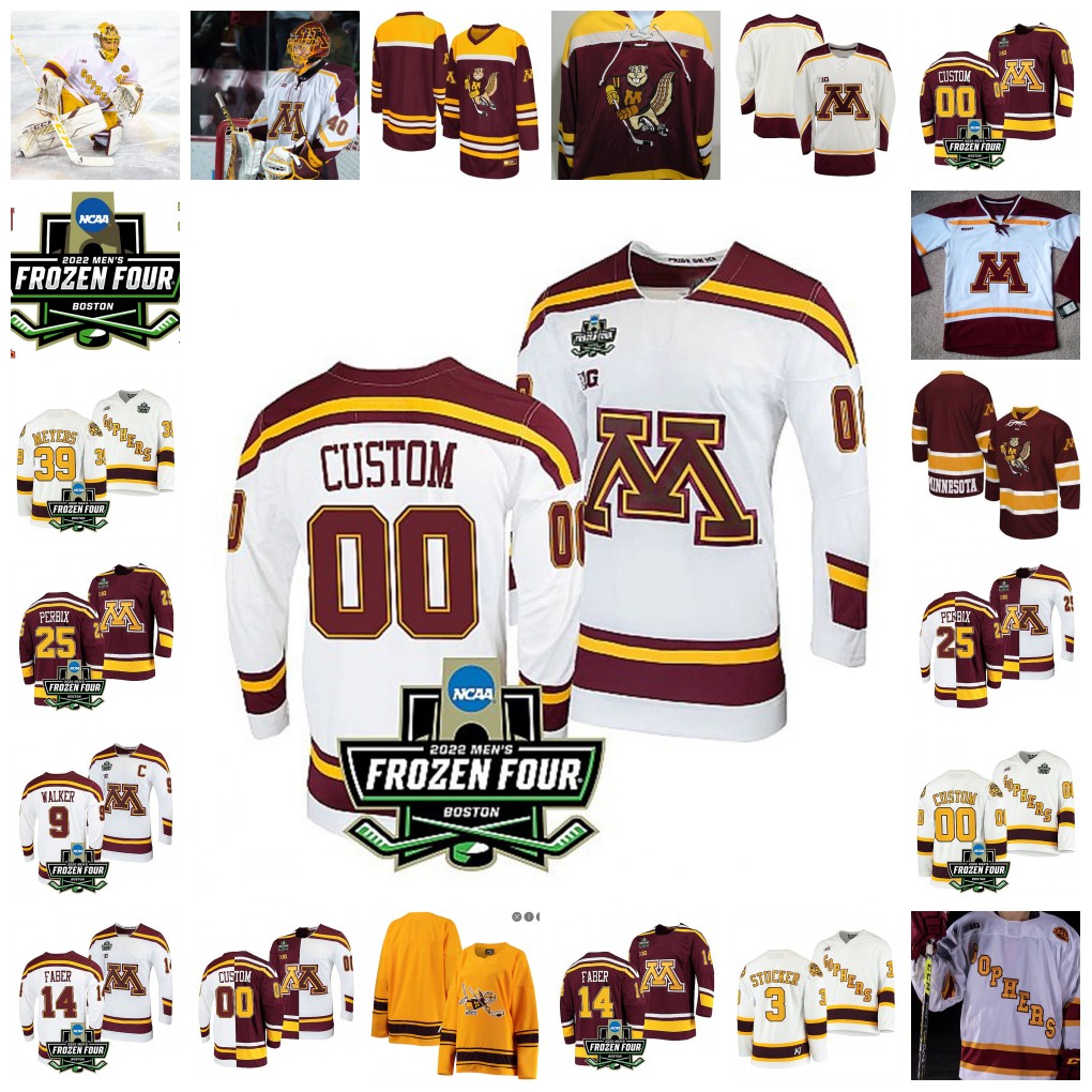 

2022 Frozen Four Championship Minnesota Golden Gophers Stitched Hockey Jersey Custom 5 Rachel Ramsey 89 Matthew Knies 34 Brock Faber Ben Meyers Aaron Ness Ryan Stoa