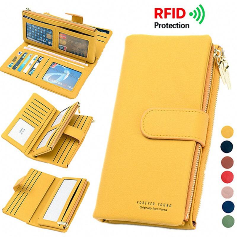

Wallets Women PU Female Long Hasp Purses Large Capacity Money Bag Phone Pocket Multifunction Clutch Coin Card HolderWallets, Yellow