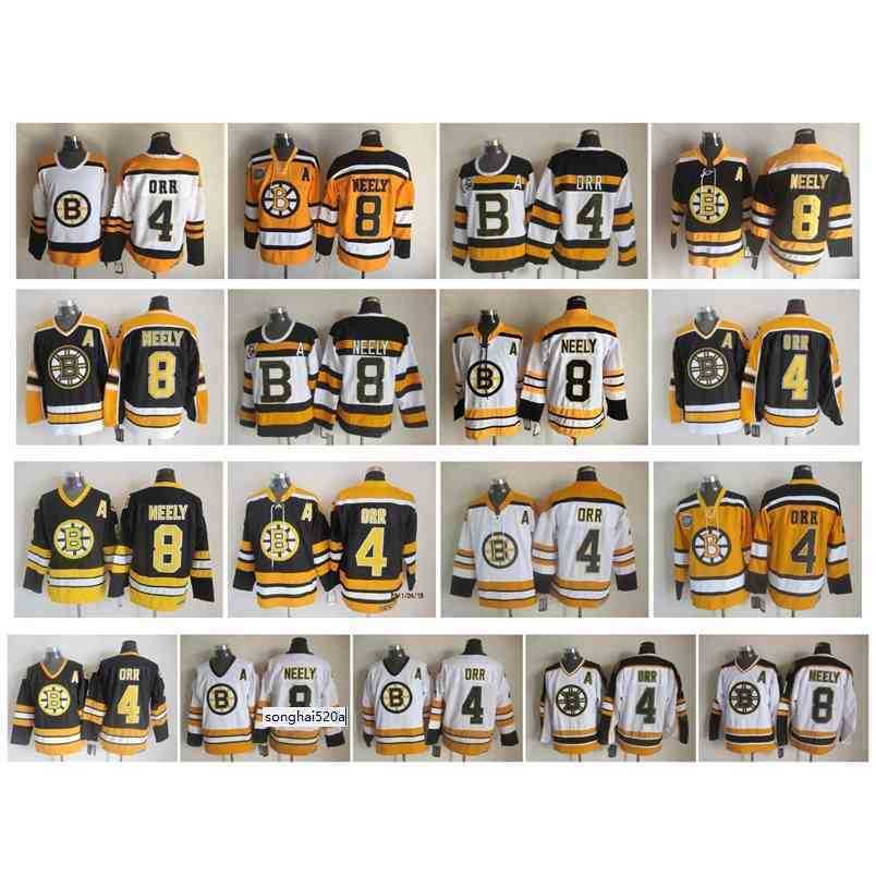 

95 Vintage Boston Bruins Jersey 4 Bobby Orr 8 Cam Neely Black White Yellow CCM Retro Hockey Jerseys Size 48-56 nhl's Jerseys, As pic