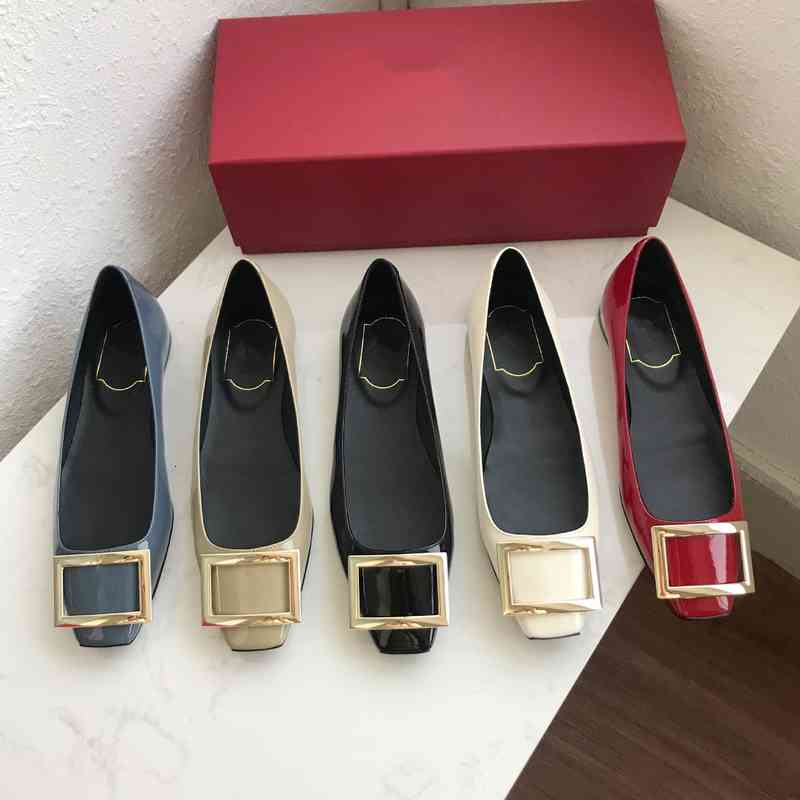 Sandales [l'usine de Dongguan n'a pas de qualité sur le marché] Classic RV carré boucle chaussures plates-chaussures de printemps brevet head têt
