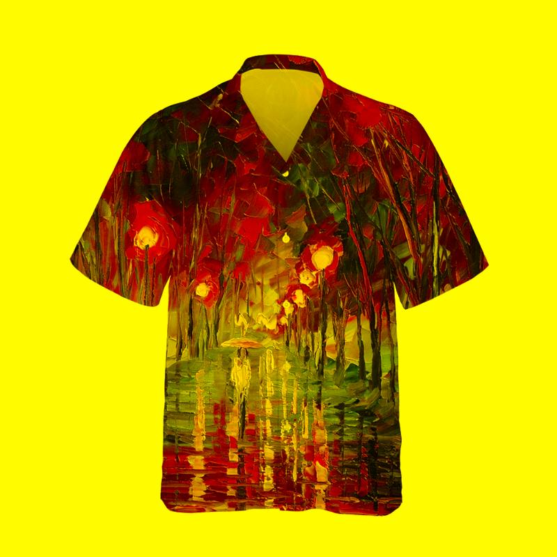

Men's Casual Shirts Hawaiian Shirt Mens 3D Harajuku Oil Painting Summer Scenery Colorful Trees Flower Lover Short Sleeve Aloha 5XLMen's, 09