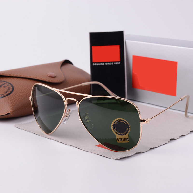 

Luxury brand round women sunglasses glass lens Metal frame 3025 3026 high-quality Pilot aviator