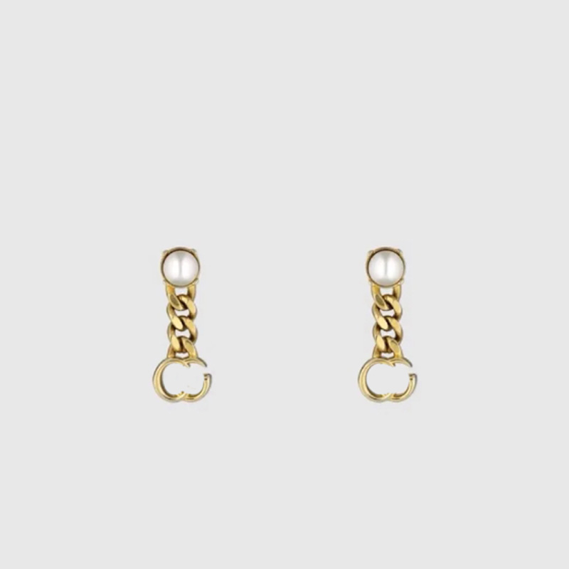 

Retro Golden Earring For Women Designer Jewelry Womens Pearl Earrings Classic Letter G Earrings Designers Luxury Ear Stud Wedding 2204143WU