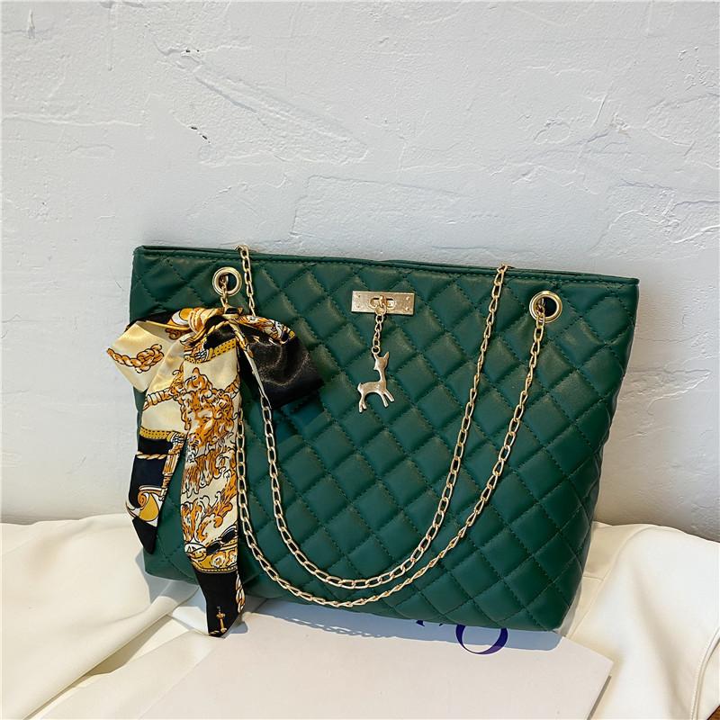

Evening Bags Women Bag PU Fashion Chain Shoulder Messenger Crossbody Silk Scarf Luxury Designer Totes Purses HandbagsEvening, Silver