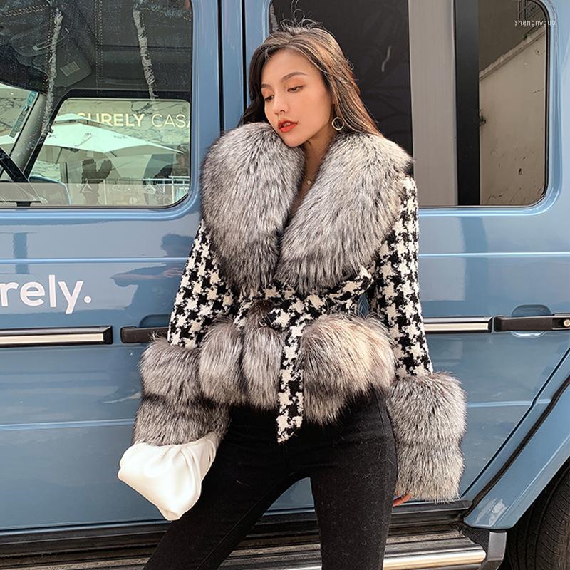 

Women's Fur & Faux 2022 Arrivals Luxury Coats Winter Fashion Lattice Real Thick Warm Fluffy Outerwear S7921, Red fox