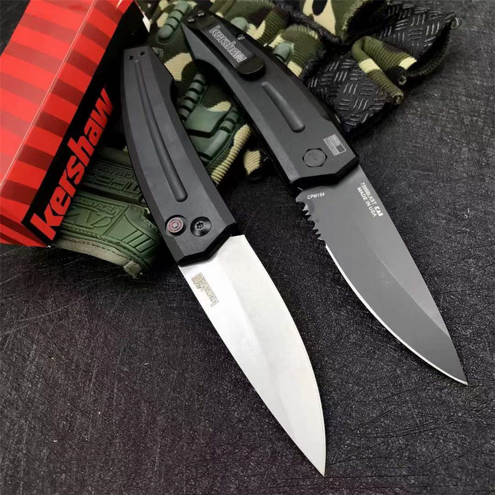 

Kershaw 7200 AUTO Folding Knife 3.4" CPM-154 Stonewash Plain Blade, Aluminum Handles Outdoor camping survival pocket 7125 7500 7600 7900 7800 7350 EDC knives