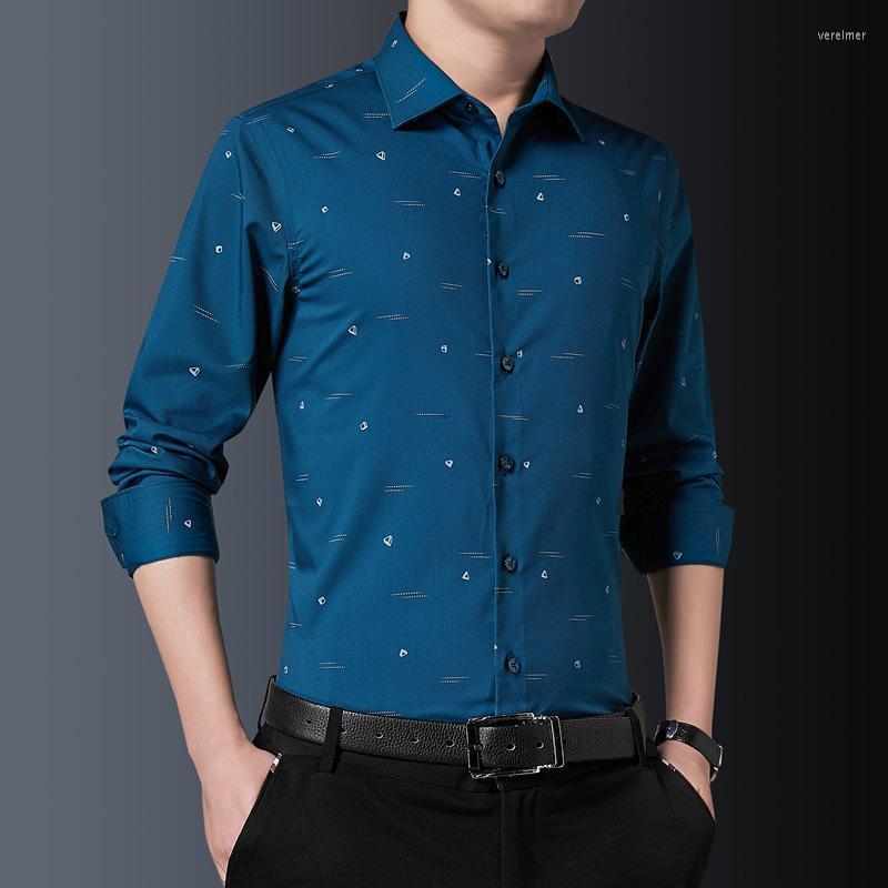 

Men's Dress Shirts Men Business Formal Long Sleeve Print Full M-5XLMen's Vere22, 8y002 royal blue