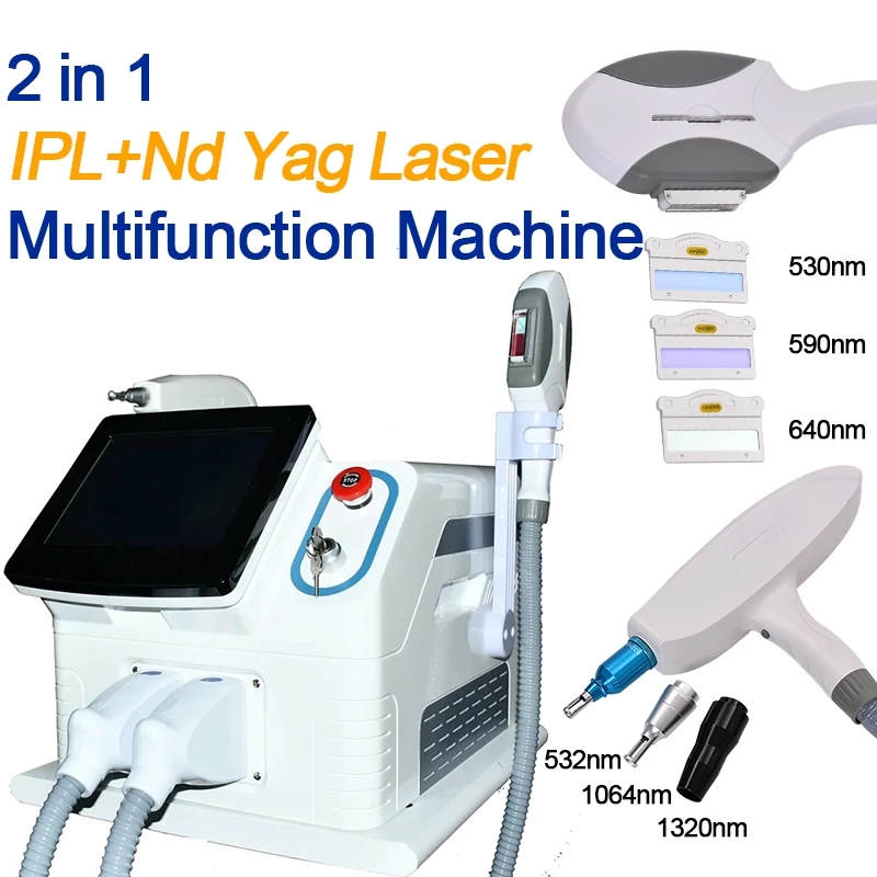 

IPL NDYAG Elight 2 in 1 Lazer Hair Tatoo Removal Machine IPL+Nd Yag Laser freckle remover Multifunction Beauty Machine