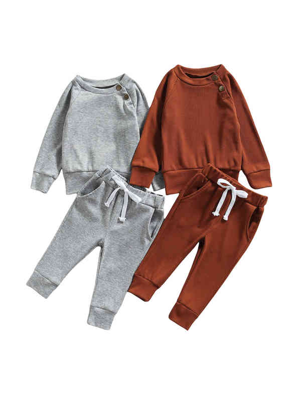 

Citgeett Autumn Solid Kids Baby Girls Boys Spring Tracksuit O Neck Long Sleeves Sweater Shirt at Casual Pants Clothing Set J220712