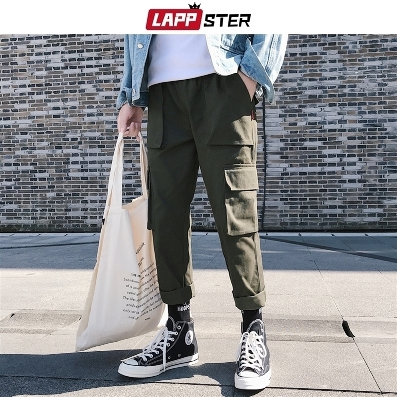 

LAPPSTER Men Streetwear Pockets Cargo Pants Overalls Mens Army Green Casual Harem Pants Male Korean Joggers Pants 5XL 201110, Black