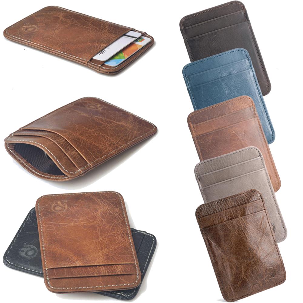 

Genuine Leather Men Wallet Brown Coin Purse Small Mini Card Holder Male Pocket Thin Purses Money Bag Slim, Color1
