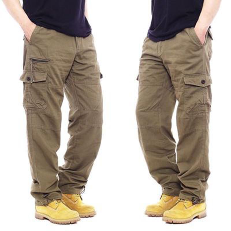 

Men's Pants Spring Summr Men Military Cargo Straight Slacks Baggy Long Trousers Overalls Casual Cotton Tactical Male Multi PocketsMen's, Black