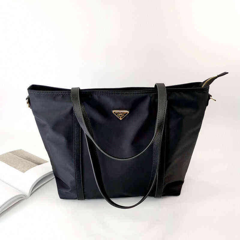 

Handbag 2022 new tote bag versatile shoulder bag waterproof nylon large capacity messenger bag handbag, Black