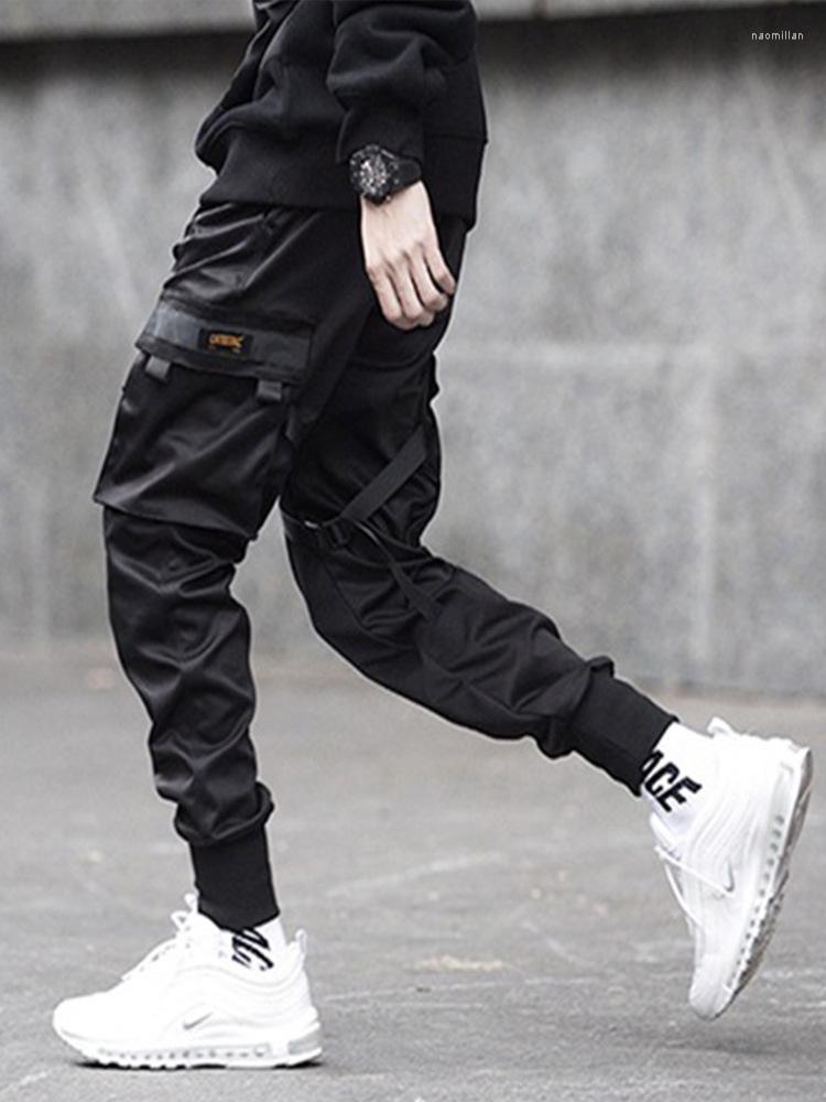 

Men' Pants Spring And Summer Men' Jogging Multi-pocket Sports Pencil Cotton Overalls Hong Kong Tide Harem Youth TrousersMen' Naom22, Black