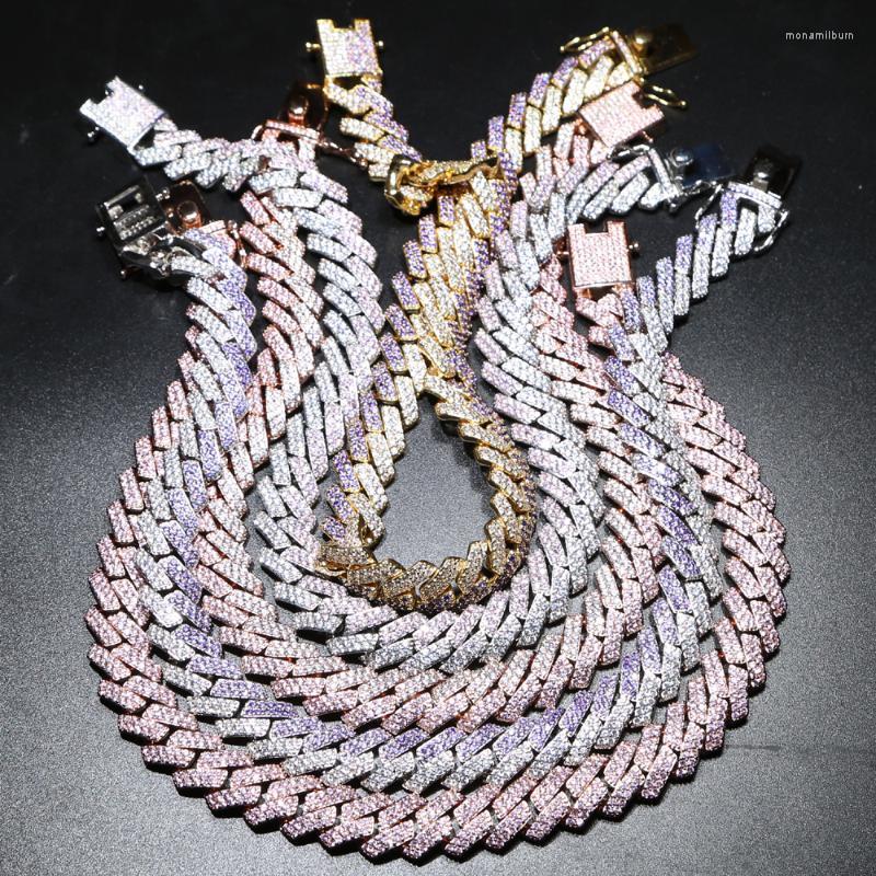 

Chains Hip Hop Women Jewelry 15mm Big Heavy Cuban Chain Pink Purple Blue Colorful Cz Choker NecklaceChains ChainsChains