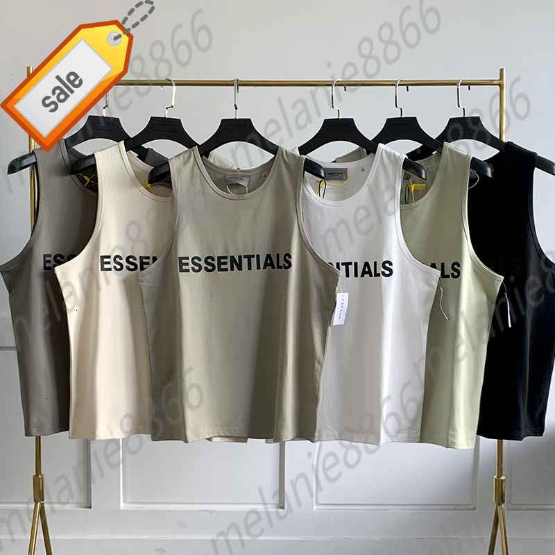 

Men' T-shirt Essentials Tank Top for Man Sleeveless Shirt 100% 1-1 Loose Vest Male Basketball Gym Bodybuilding Hip Hop Sport T-shirts, White
