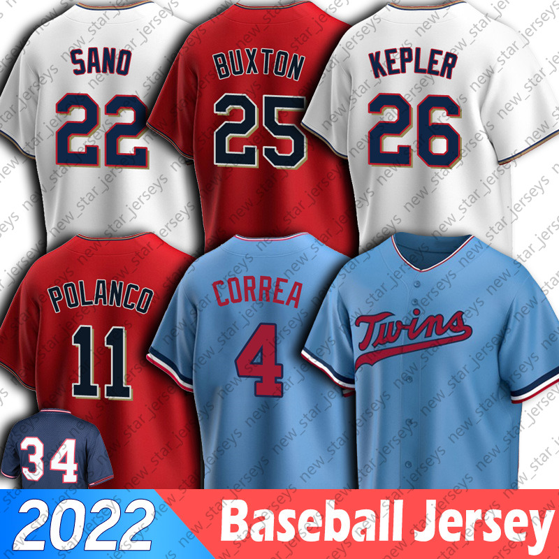 

Minnesota 4 Carlos Correa Twins Jersey Baseball 11 Jorge Polanco Max Kepler Miguel Sano Jerseys Byron Buxton Chris Archer Dylan Bundy Joe Smith Sanchez Kirilloff, Man custom jersey (scr)