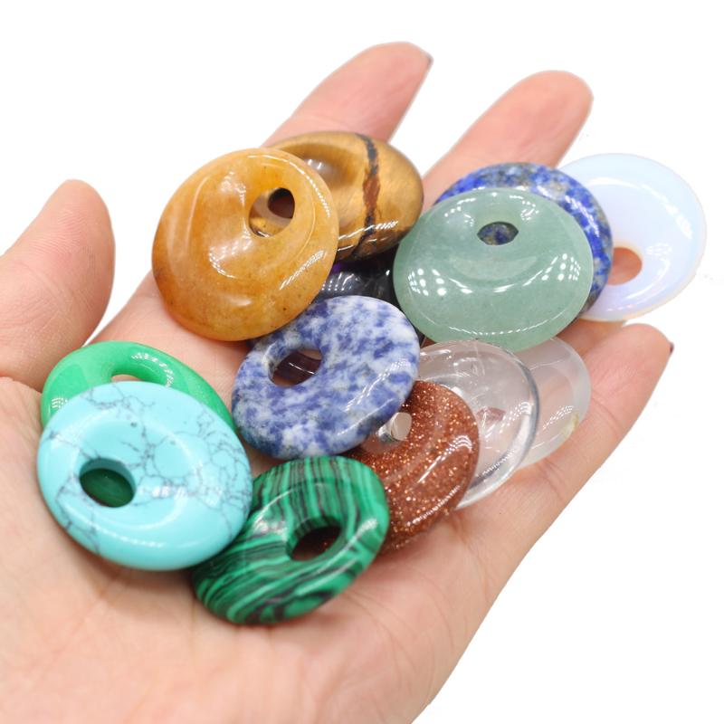 

Pendant Necklaces 1pcs Natural Stone Agates Crystal Beads Sodalite Malachite Tiger Eye For DIY Necklace Jewelry Making 30x30mm Hole 8.5mm