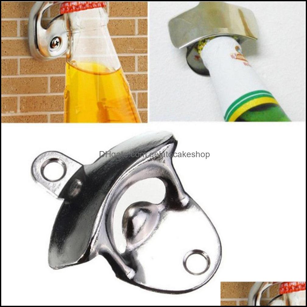 

Stainless Steel Wall Mounted Bottle Opener Creative Beer Use Screws Fix On The Drop Delivery 2021 Openers Kitchen Tools Kitchen Dining Ba