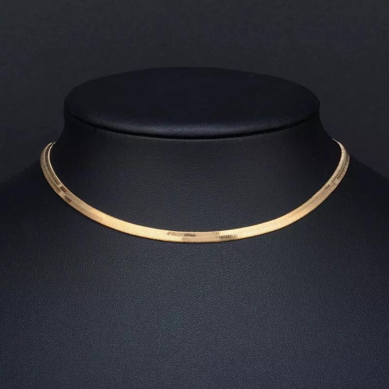 

Chains 100% Stainless Steel Flat Herringbone Chain Necklace For Women Gold Silver Color Clavicle Blade Snake Choker Necklaces 2.5mm/3mm