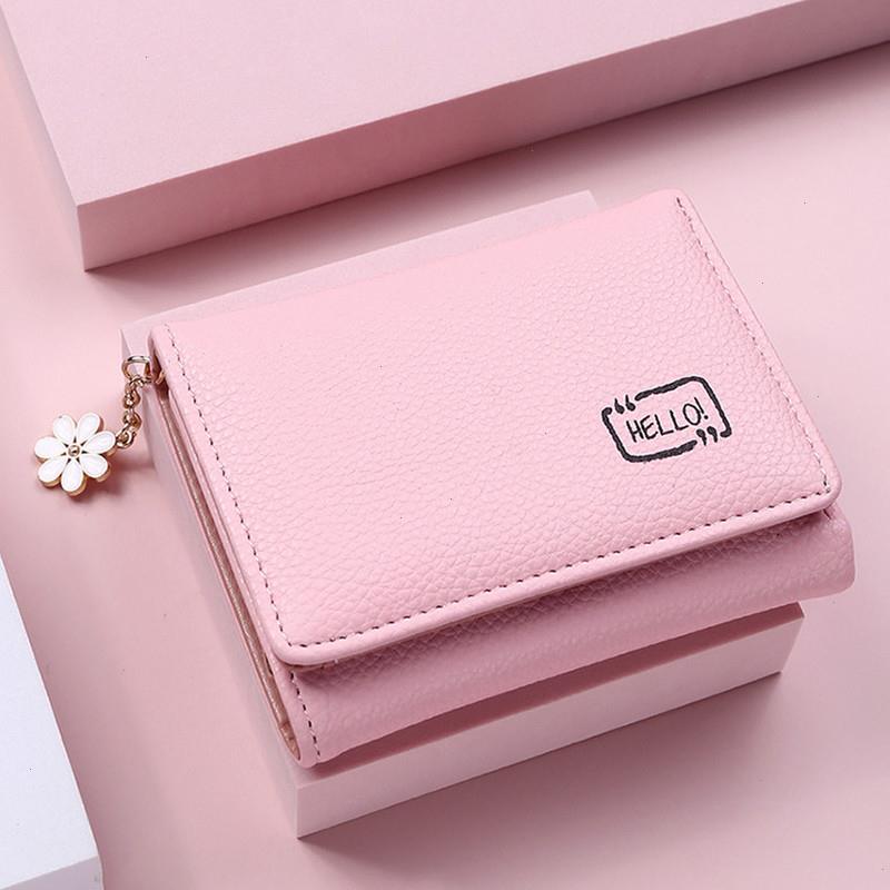

Fashion Womens Wallet Short Ladies Small Card Holder Print Girls Tassel Two-fold Female Coin Purse Hasp Mini Clutch Pink, Color3