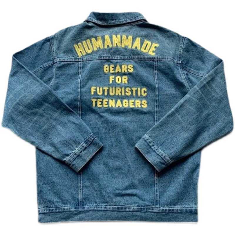 

Men' Jackets The correct version of Nigo human made Japanese retro men and women lovers washed denim jacket trend, Denim color