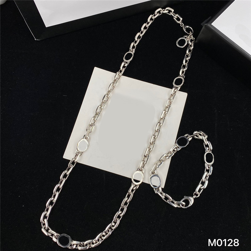 

Stylish Double Letter Chain Necklaces Bracelets Women Letters Designer Necklace High Quality Thick Chains Bracelets With Box, As pic