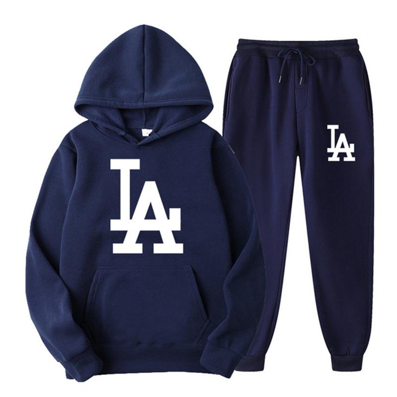 

Men's Tracksuits Printed Sportswear Brand Men's 16 Colors Warm Two-piece Loose Hooded Sweater Pants Suit JoggingMen's, Color 19
