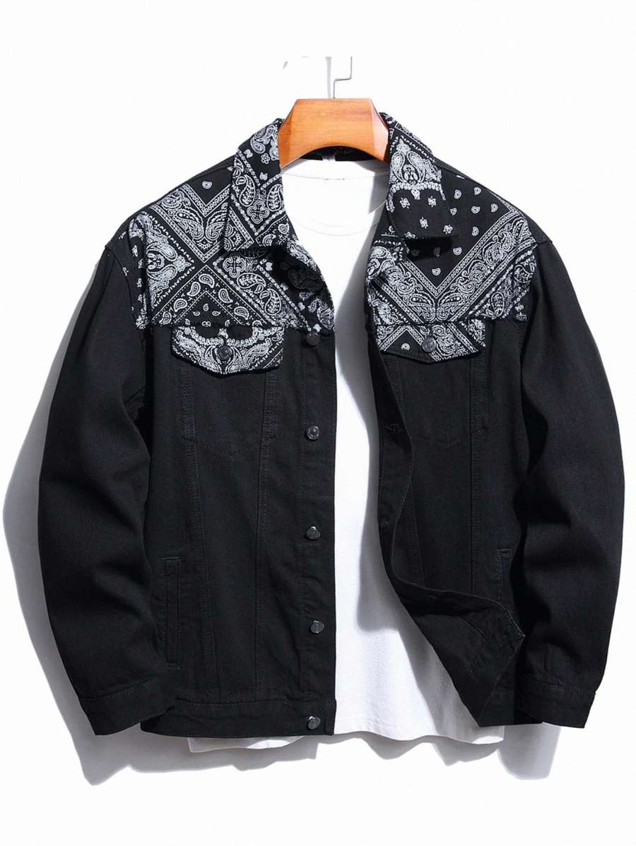 Hommes Paisley Écharpe Imprimer la veste en denim sans tee x4ea #